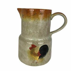 222 Fifth Tuscan Vine Handpainted Rooster Pitcher Fruit Farmhouse Sponge Painted